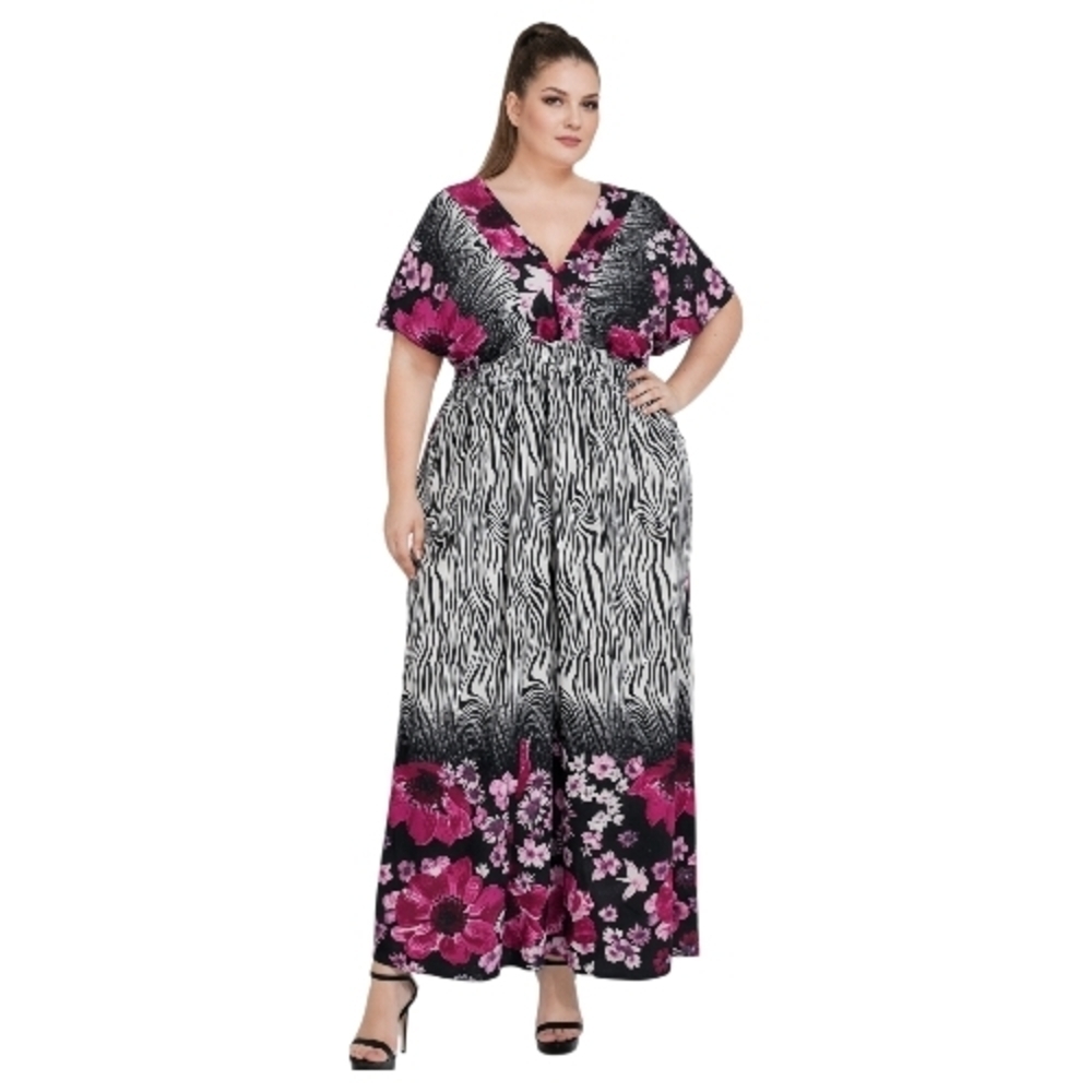 Elegant Pink and Black Maxi Dress
